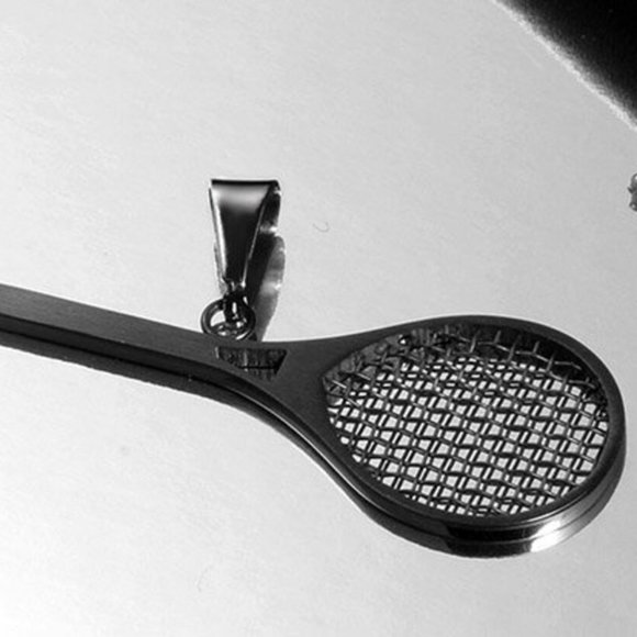 Black Tennis Racket Charm Necklace US Open, Wimbledon, Federer, Nedal, Djokovic - Picture 4 of 6